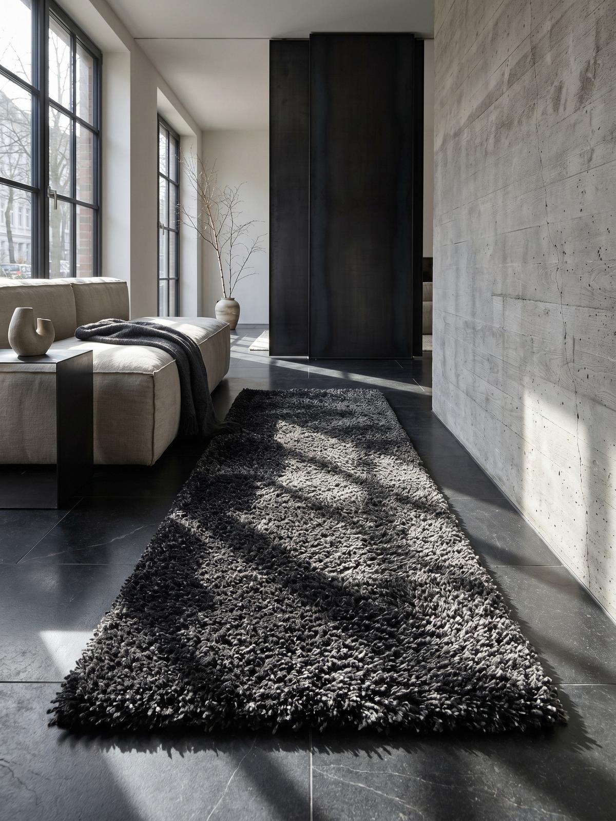 HOCHFLORTEPPICH RHEIN, einfarbig, aus Polypropylen, Anthrazit, 80 x 150 cm - Anthrazit, Textil (150/80cm) - KADIMA DESIGN