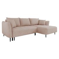 ECKSOFA Bari, Seite: Rechts - Beige/Schwarz, Holz/Textil (276/158cm) - MIRJAN24