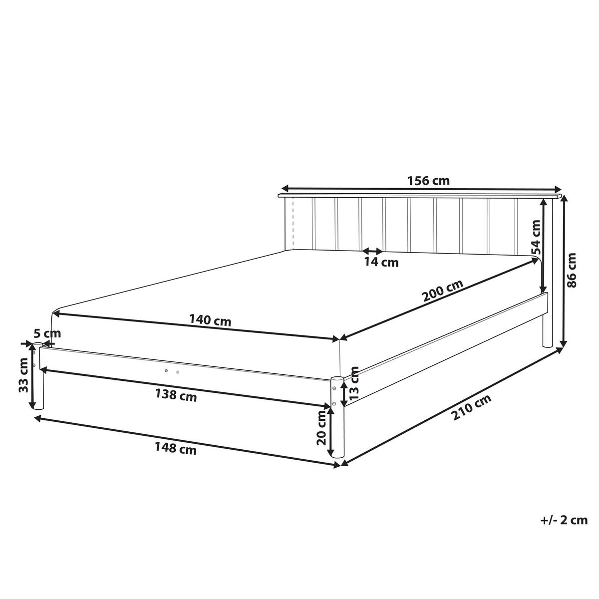 HOLZBETT 140/200cm Heller Holzfarbton Barret - Hellbraun, Holz (140/200cm) - Beliani