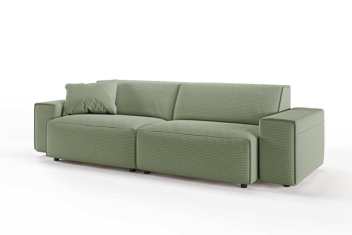 SOFA RANI Grün Cord - Schwarz/Olivgrün, Kunststoff/Textil (256/71/101cm) - KAWOLA