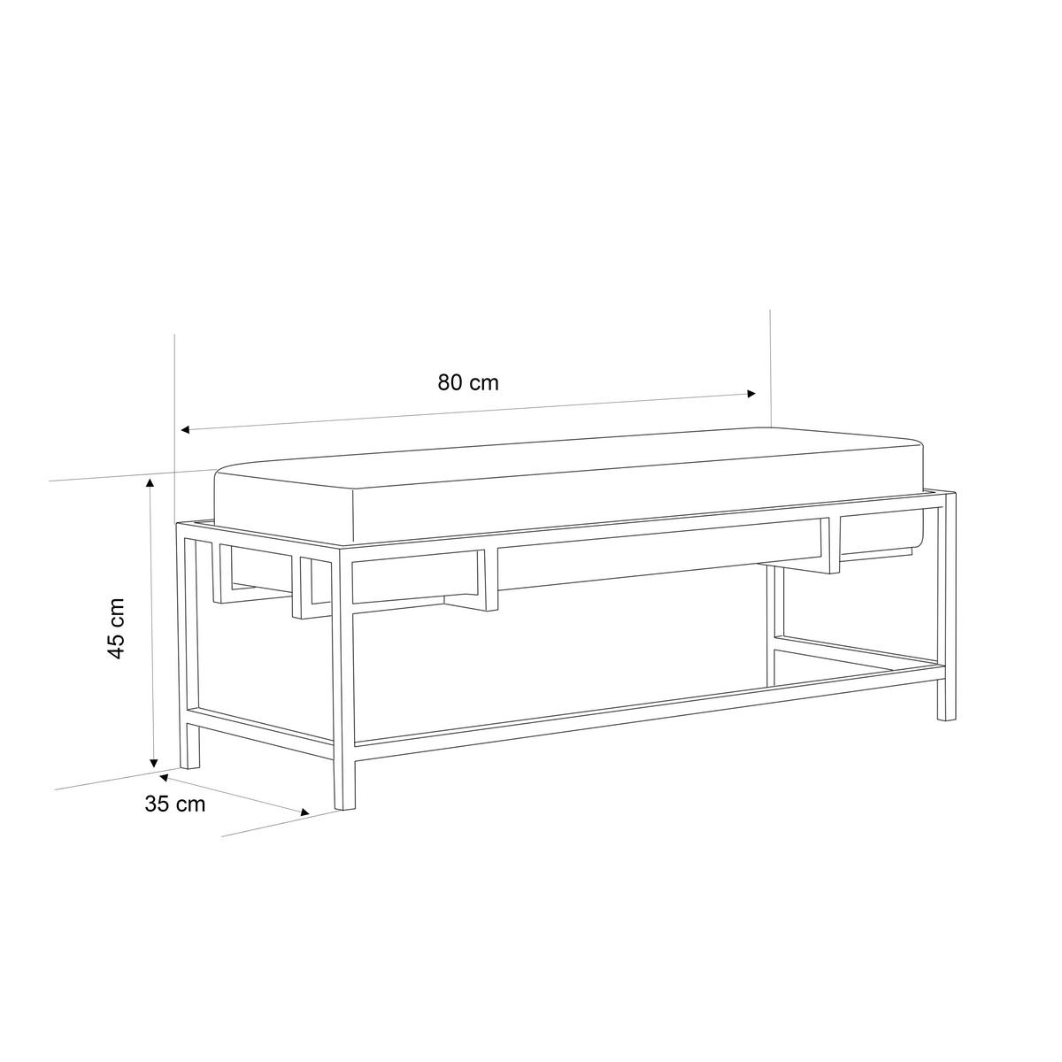 POLSTERBANK GLAM 80 cm Schwarz ,Metallgestell - Schwarz, Textil/Metall (80/45/35cm) - Idohome