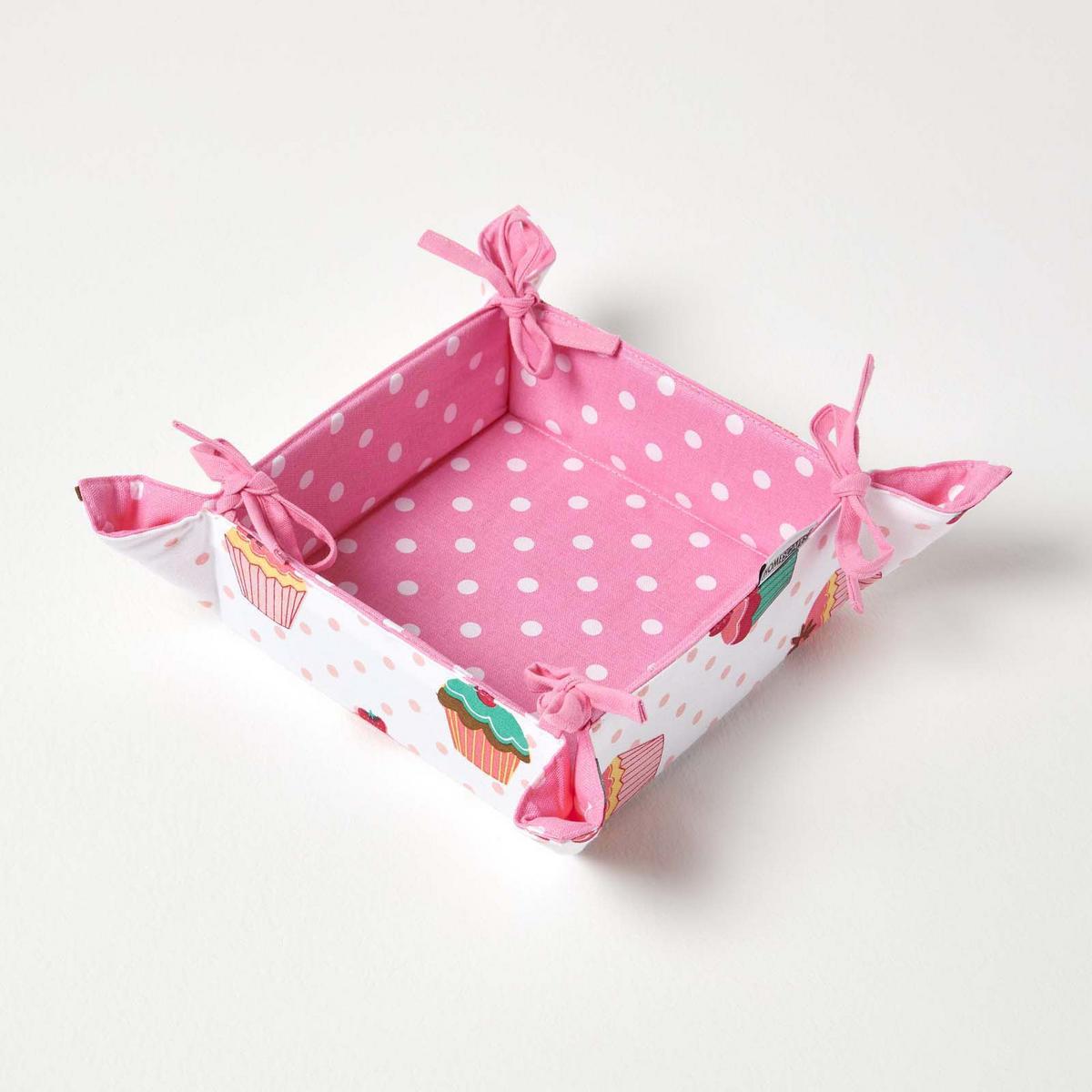 BROTKORB Cupcakes – faltbar mit Wende-Design - Rosa, Textil (22/7/22cm) - Homescapes