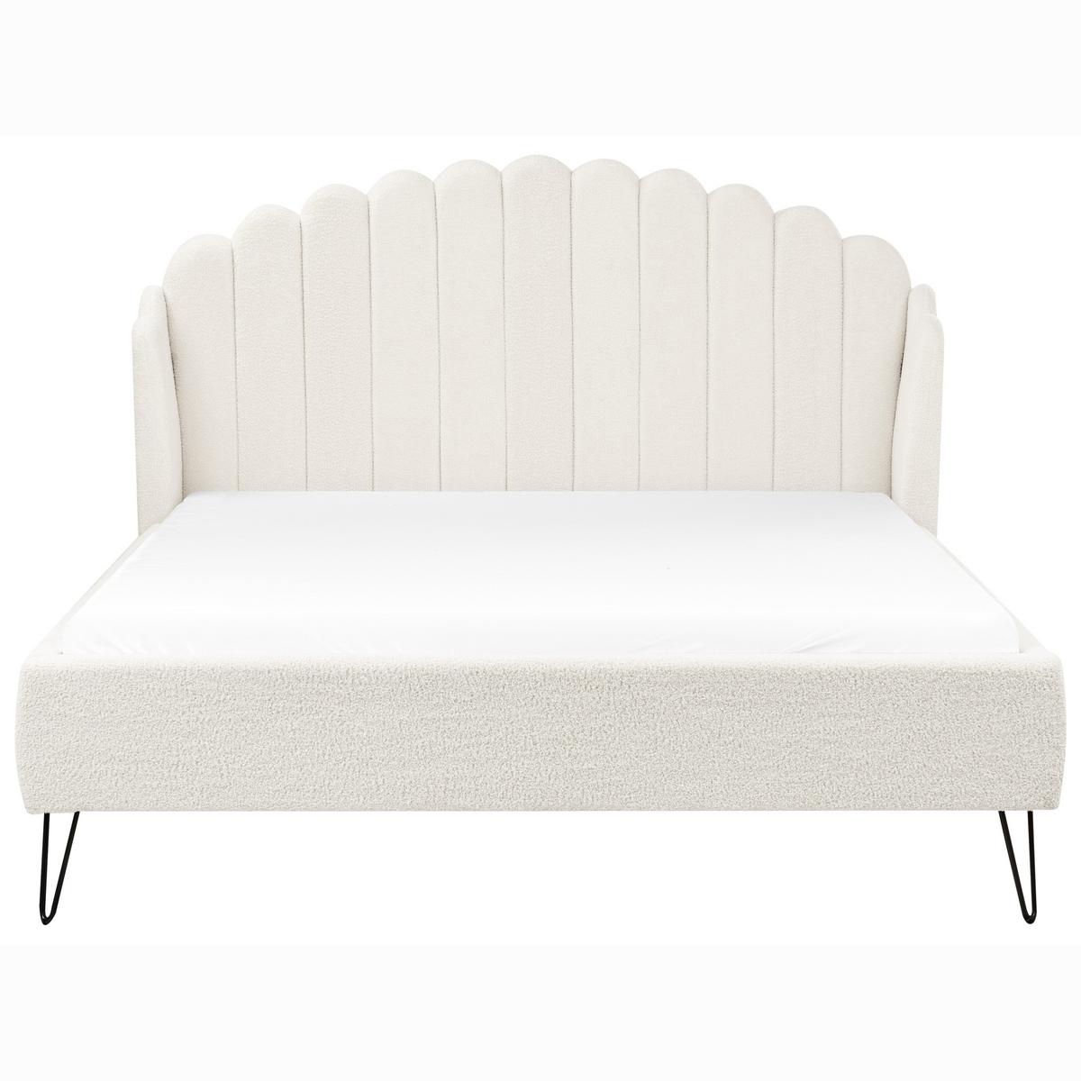POLSTERBETT mit Lattenrost 140x200 cm Weiß Ambillou - Creme, Textil (140/200cm) - Beliani
