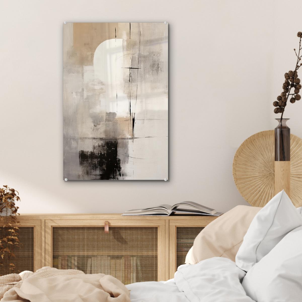 ACRYLGLASBILD Abstrakt - Kunst - Grau Wanddeko Wohnzimmer 40x60 cm - Hellgrau, Glas (40/60cm) - MuchoWow