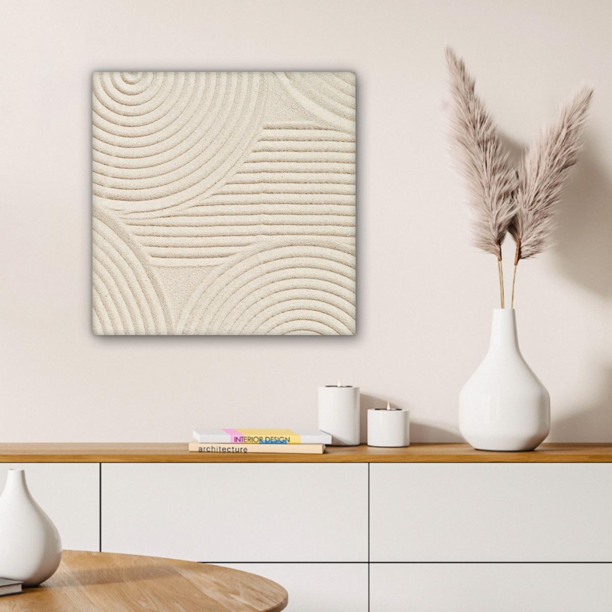 LEINWANDBILD Muster - Abstrakt - Weiß Wandbild Wohnzimmer 50x50 cm - Beige, Textil (50/50cm) - MuchoWow