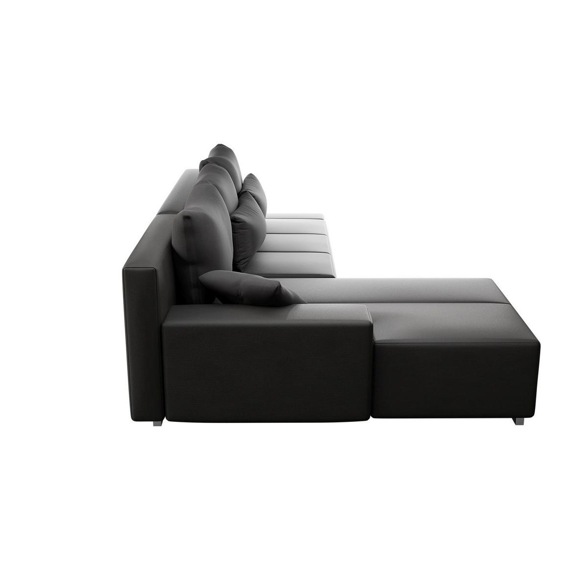 SOFA Davos mit Ottomane links dunkelgrau inkl LED - Dunkelgrau, Textil (260/180cm) - Juskys