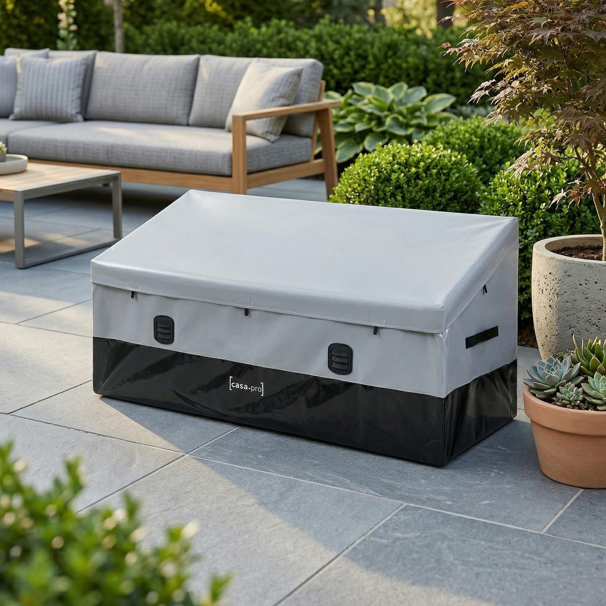 AUFBEWAHRUNGSBOX Alanno - Schwarz/Grau, Textil/Metall (155/75/64cm) - casa.pro