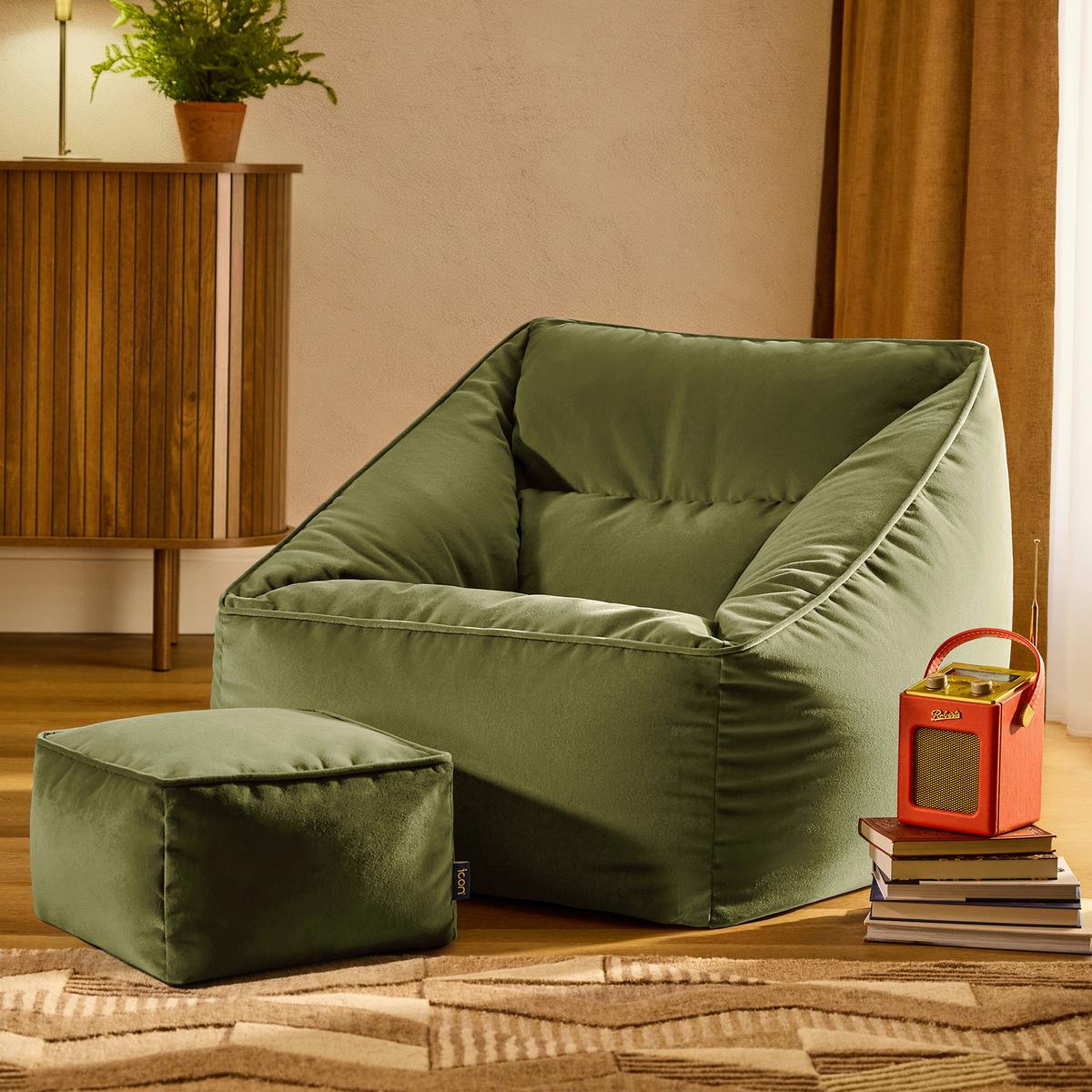 SITZSACK Sessel mit Sitzpouf - Dunkelgrün, Textil (70/65/70cm) - icon