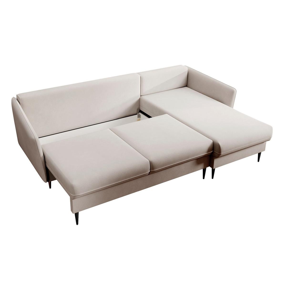 ECKSOFA Volio Beige Samt 223 cm - Beige/Schwarz, Textil/Metall (223/145cm) - Selsey