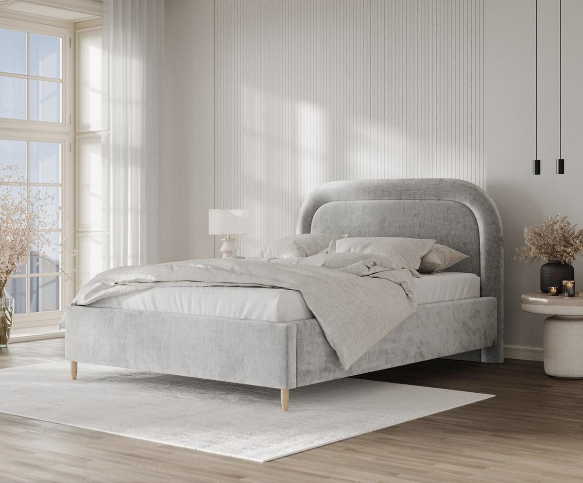 POLSTERBETT Zoya 160/200 cm Hellgrau im Lotta Stoff - Hellgrau/Naturfarben, Holz/Holzwerkstoff (160/200cm) - AltaBeds