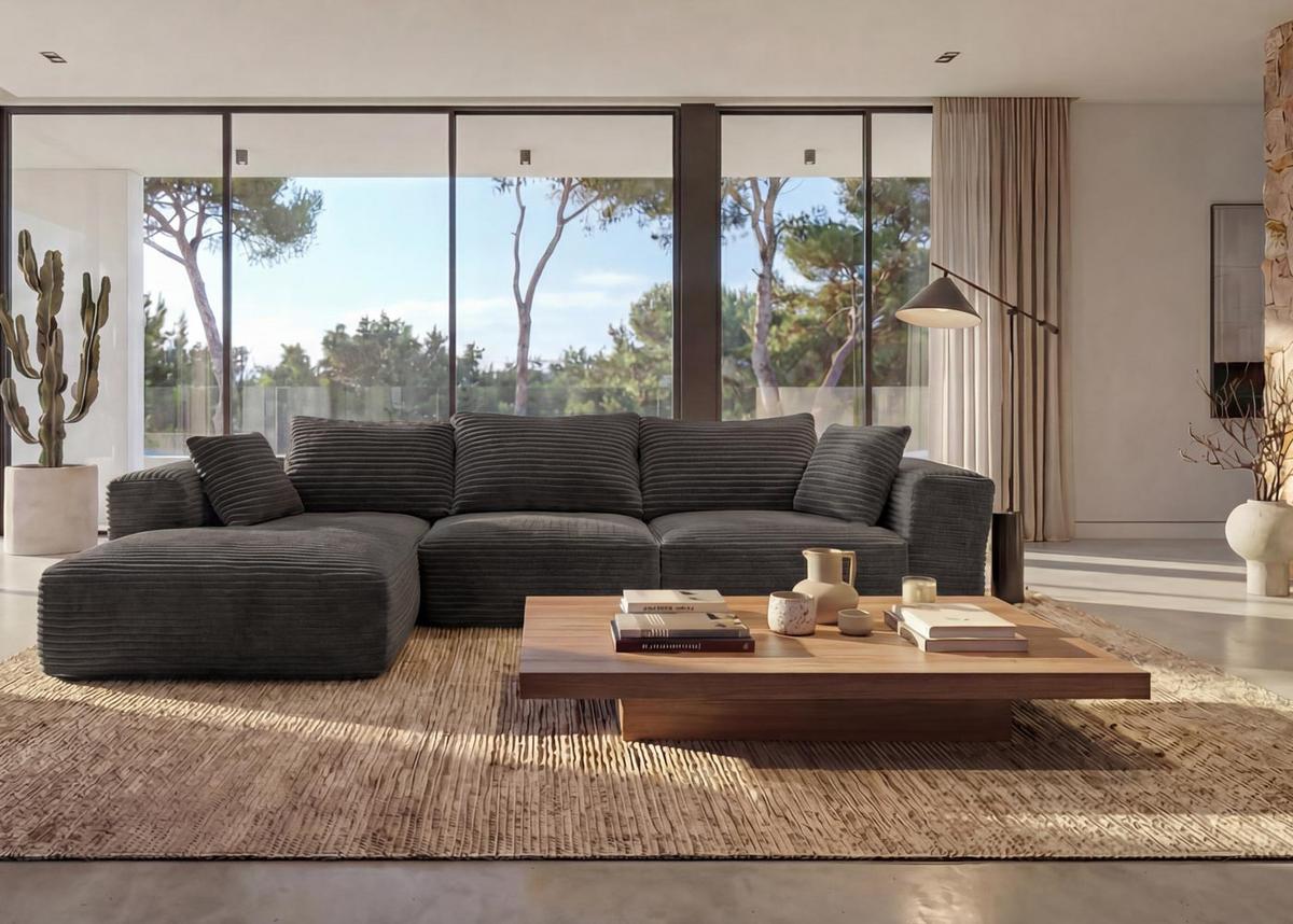 SOFA-GARNITUR Dunkelgrau - Dunkelgrau, Textil (276/58/154cm) - MCW