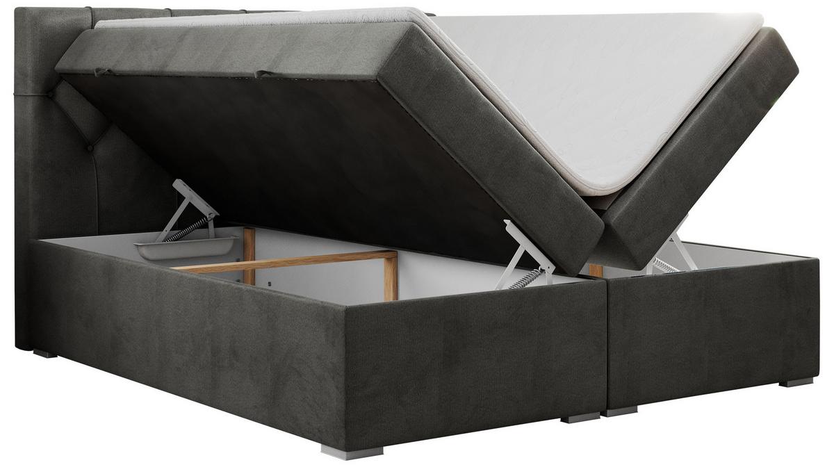BOXBETT ALDA 160/200 Dunkelgrau Velvet - H3 - Dunkelgrau, Holz/Textil (160/200cm) - MKS