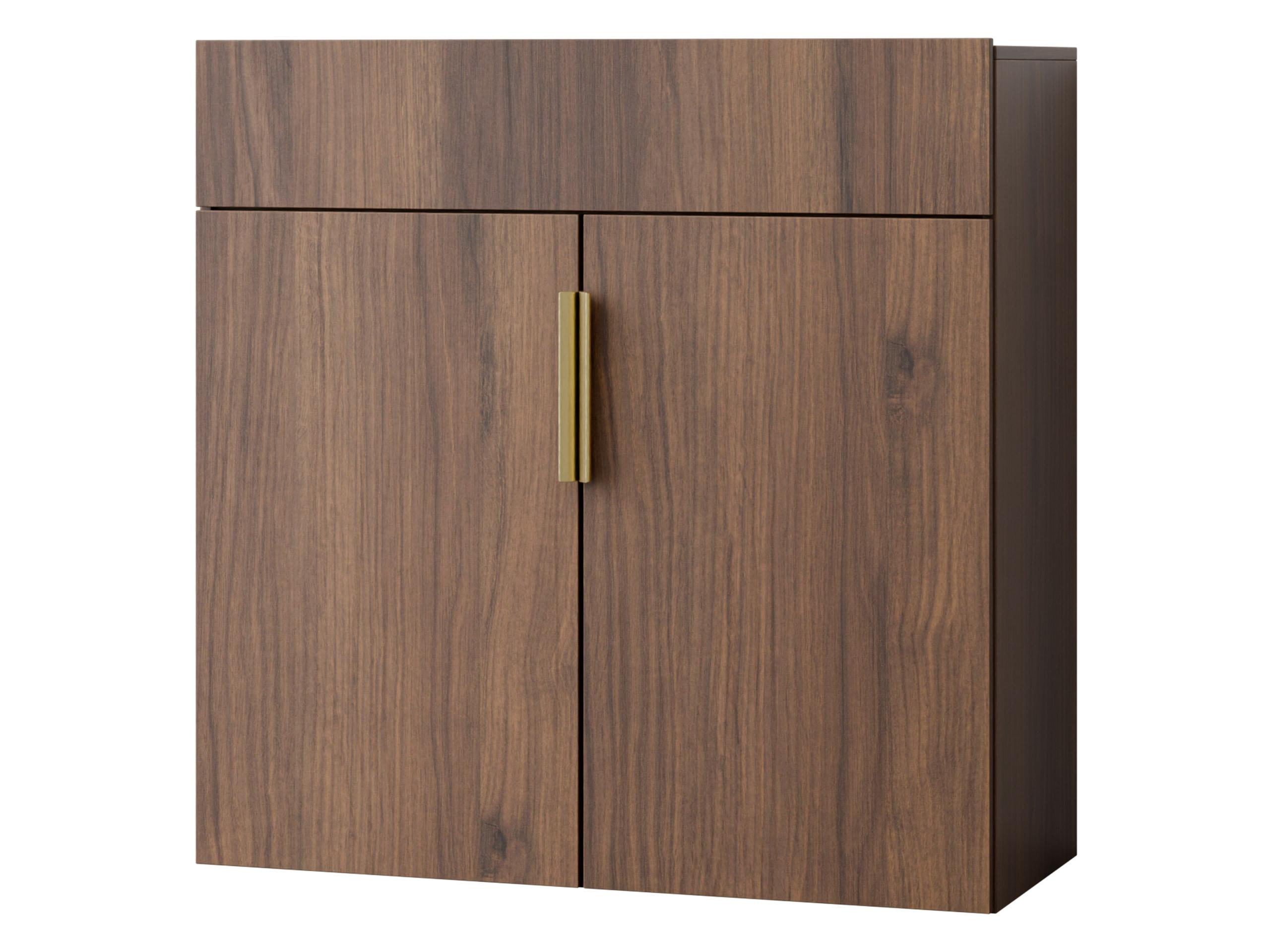KOMMODE Kerkin 2D1S - Goldfarben/Nussbaumfarben, Holzwerkstoff/Kunststoff (100/100/42cm) - MIRJAN24