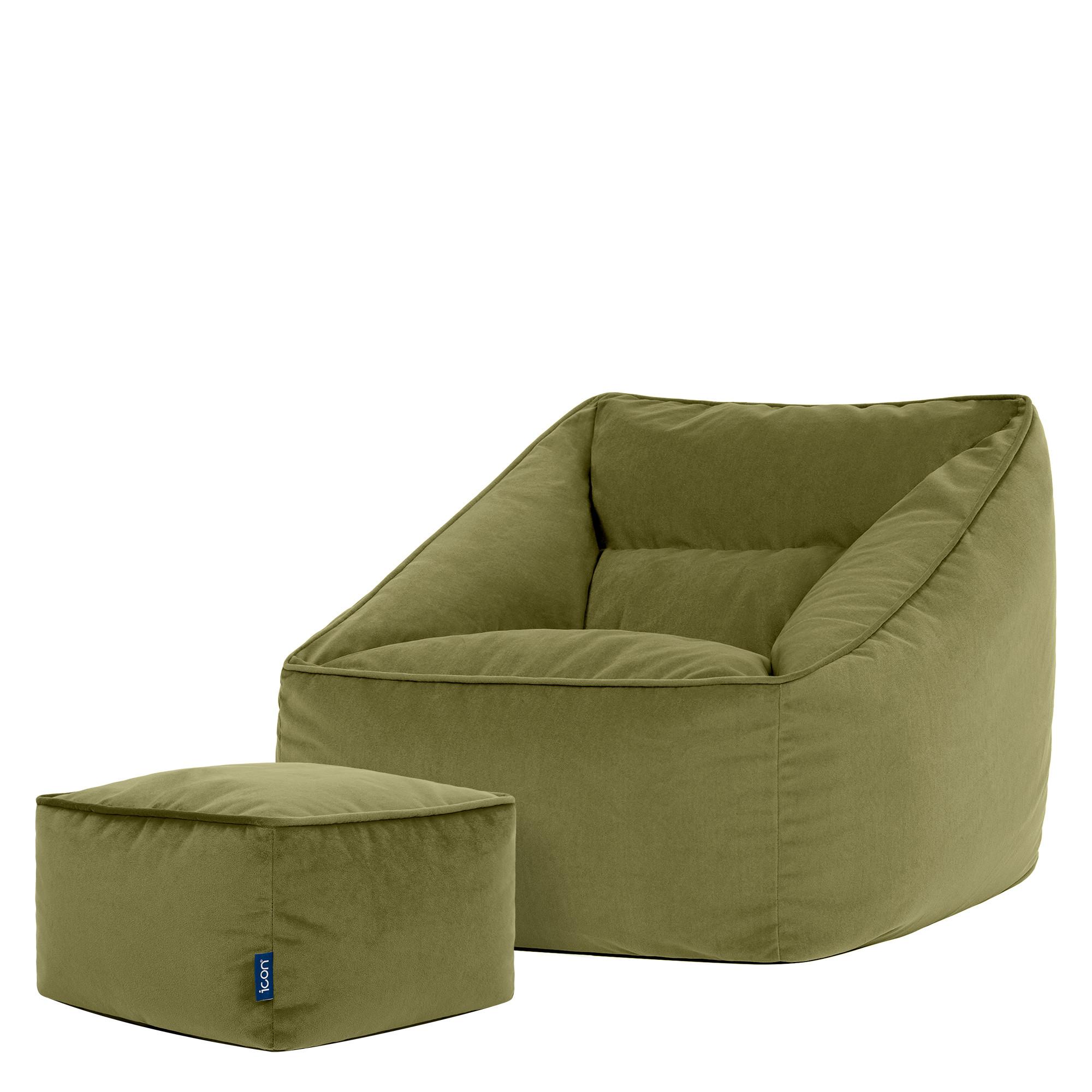 SITZSACK Sessel mit Sitzpouf - Dunkelgrün, Textil (70/65/70cm) - icon
