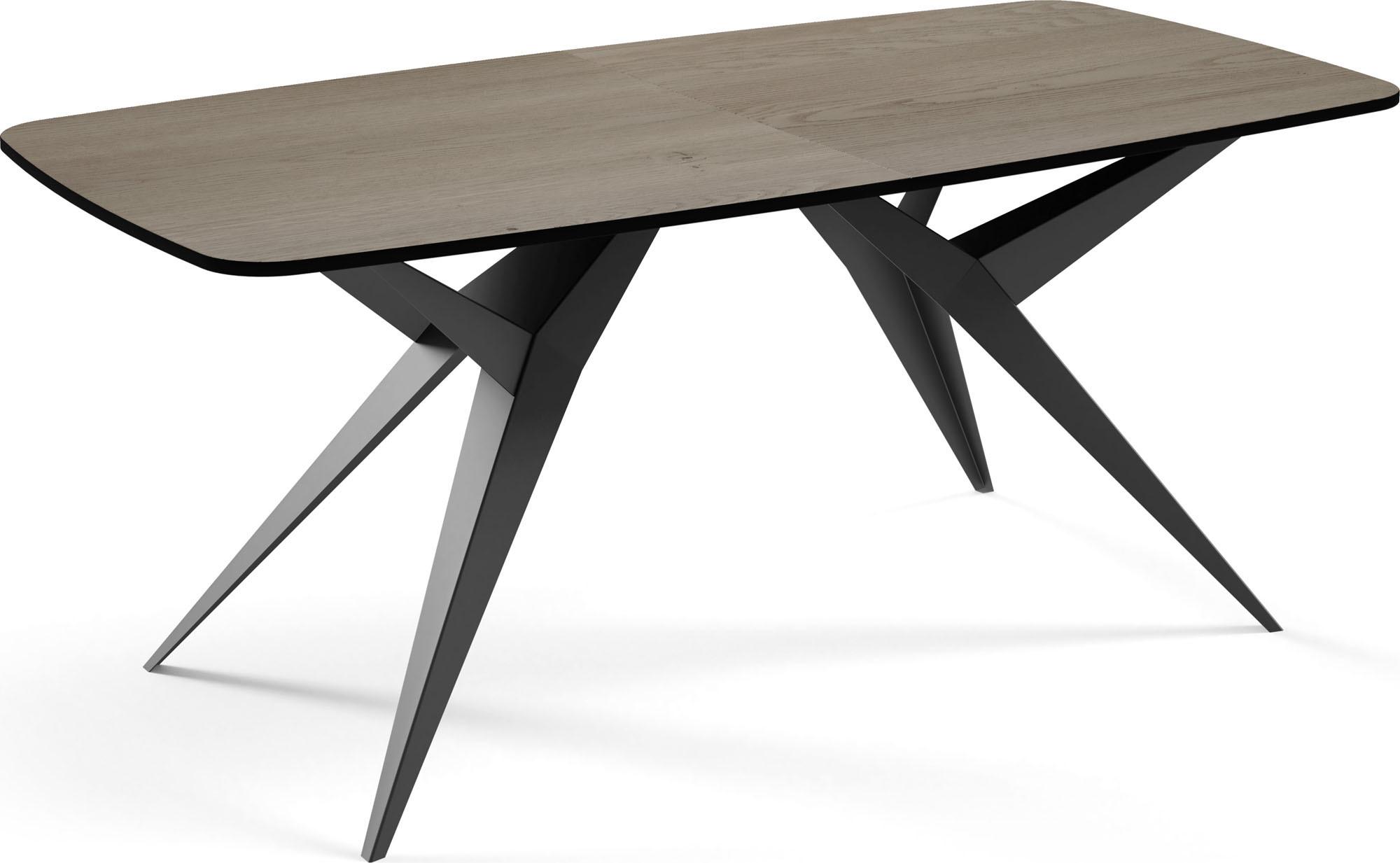 ESSTISCH Trax ausziehbar rechteckig oval, Braun 180-260/90/76 cm - Eichefarben/Schwarz, Holzwerkstoff/Metall (180/90/76cm) - WFL GROUP