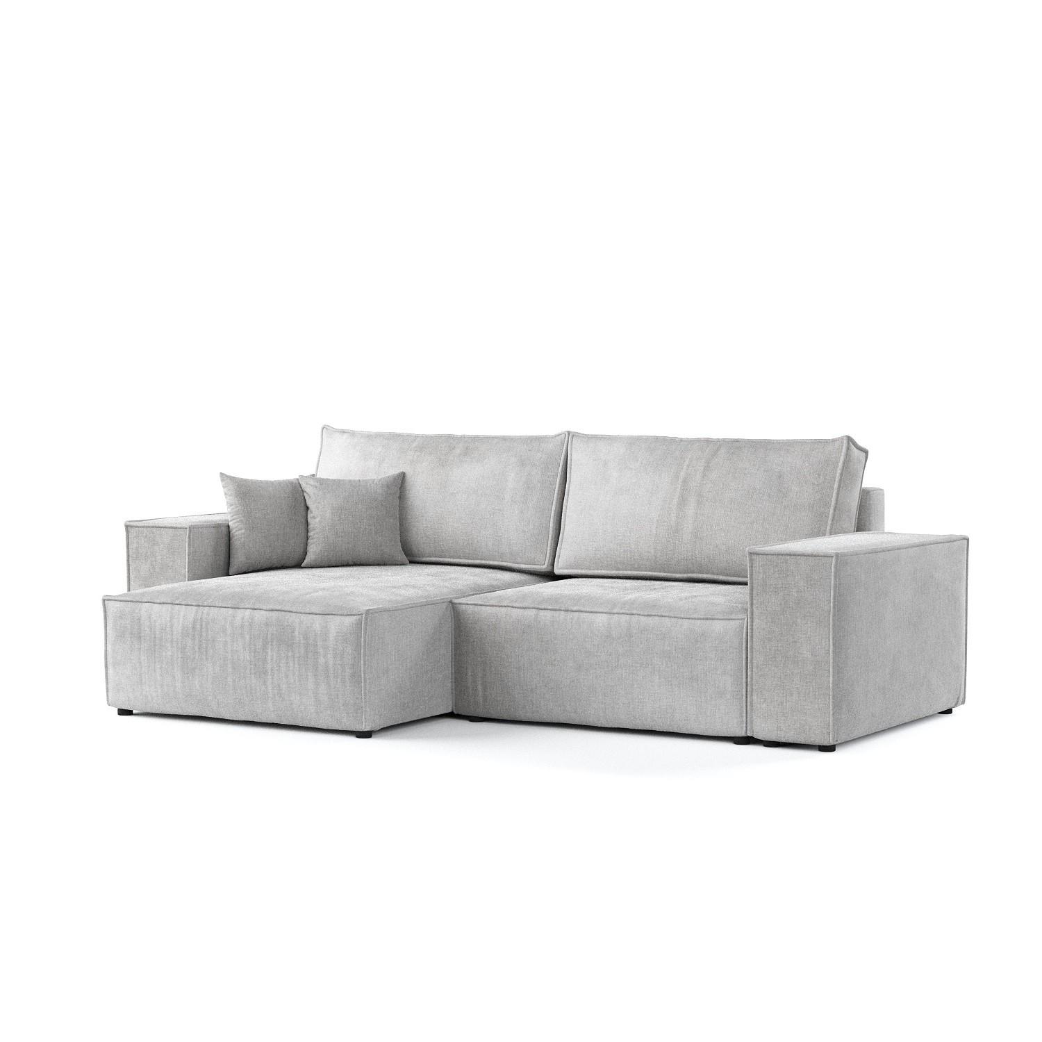 ECKSOFA CAVO mit Schlaffunktion Hellgrau im Wind Stoff - Hellgrau/Schwarz, Holz/Holzwerkstoff (255/148cm) - AltaBeds