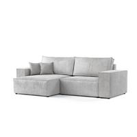 ECKSOFA CAVO mit Schlaffunktion Hellgrau im Wind Stoff - Hellgrau/Schwarz, Holz/Holzwerkstoff (255/148cm) - AltaBeds