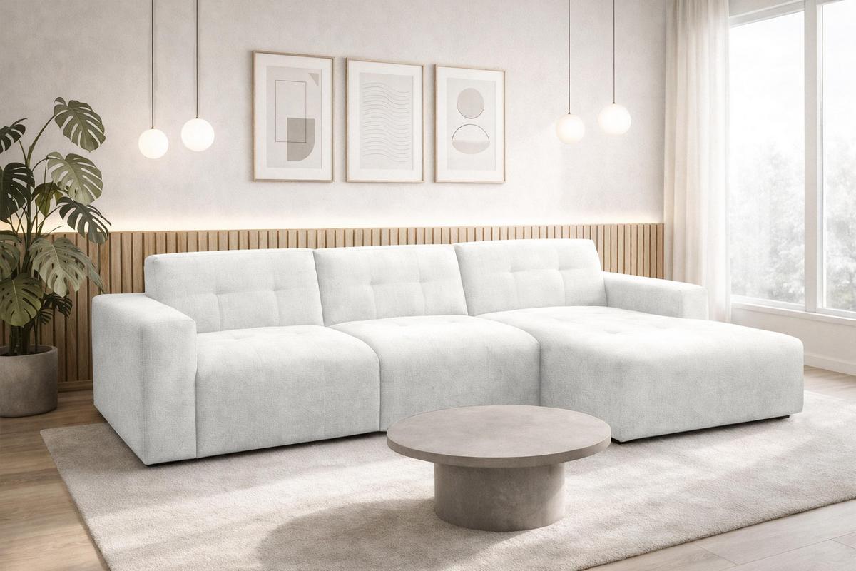 ECKSOFA L Form Corlu Weiß 310/165/78 cm – stilvolle kleine Eckcouch Rechts - Schwarz/Weiß, Kunststoff/Textil (165/310cm) - AX Living