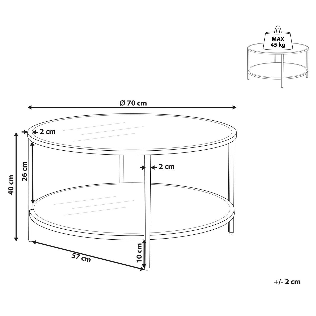 COUCHTISCH Glas/Metall schwarz 70 cm Birney - Transparent/Schwarz, Glas (70/70/40cm) - Beliani