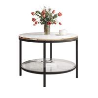 COUCHTISCH CANDY 60/42 cm runden, Schwarz / Weiß Hochglanz / Gold - Weiß Hochglanz/Schwarz, Glas/Metall (60/60/42cm) - Idohome