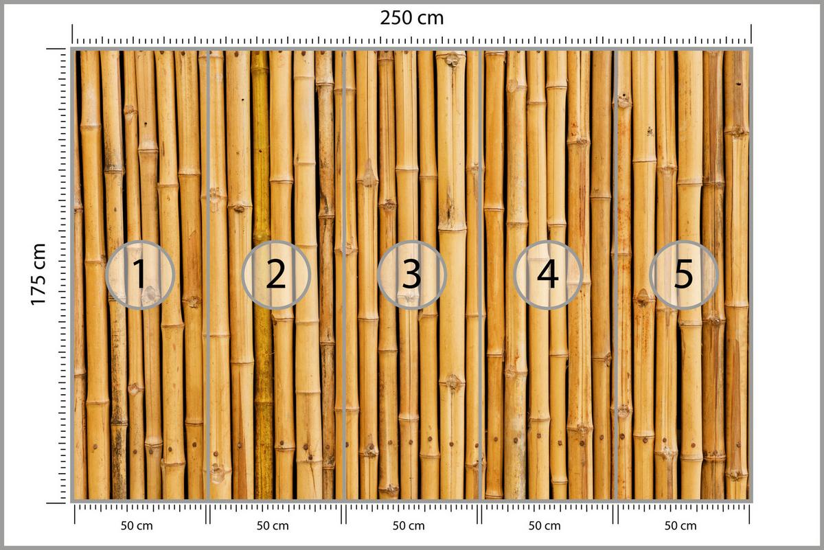 FOTOTAPETE für Küche Bambus Imitation Braune Wand Rustikal 250x175 - Orange/Braun, Papier (250/175cm) - Muralo