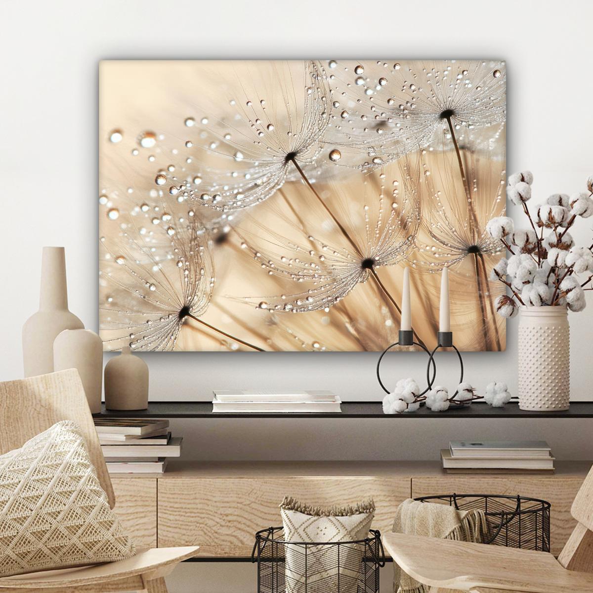 LEINWANDBILD Löwenzahn - Abstrakt - Natur - Beige Wandbilder 80x60 cm - Braun, Textil (80/60cm) - MuchoWow