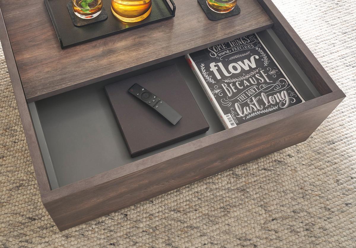 COUCHTISCH Thermo Eiche, grau, Beistelltisch mit Stauraum 75 x 75 cm - Eichefarben/Grau, Holzwerkstoff (75/75/33cm) - Furn.Design
