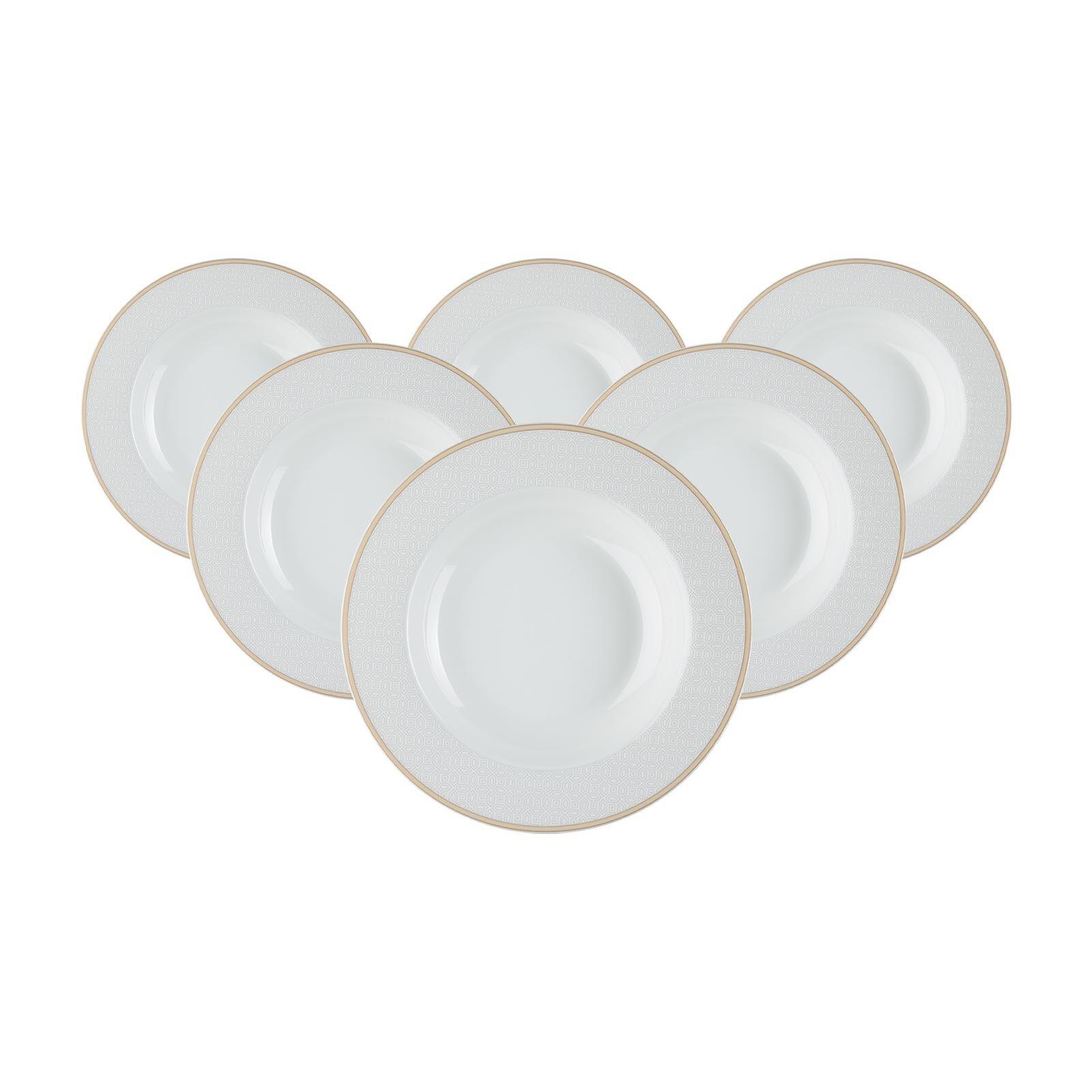 SUPPENTELLER Geo beige ø 21,5 cm 6er Set - Beige, Keramik (21.5cm) - Ritzenhoff Breker