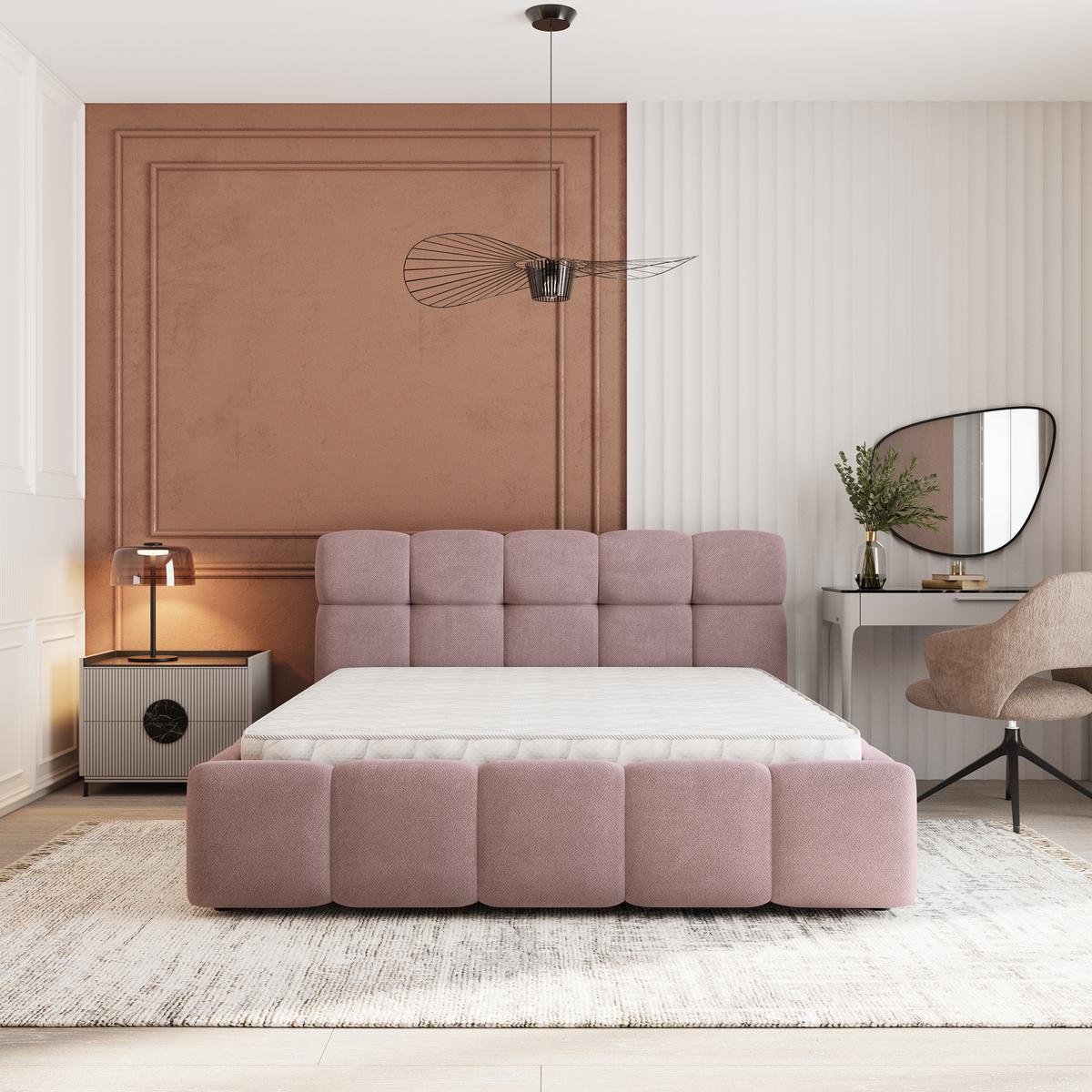 POLSTERBETT FARU SR 120x200 cm mit Bettkästen - Rosa - Rosa, Holz (120/200cm) - MASSENO