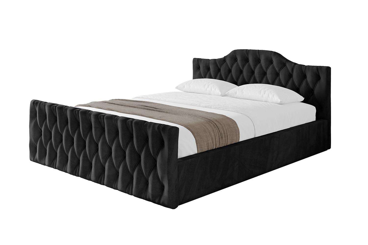 POLSTERBETT mit Bettkasten, Fußteil und Lattenrost, Boxbett ohne Matratze - FALIO-Z-V1 120x200 Schwarz - Schwarz, Holzwerkstoff/Textil (120/200cm) - ALTDECOR