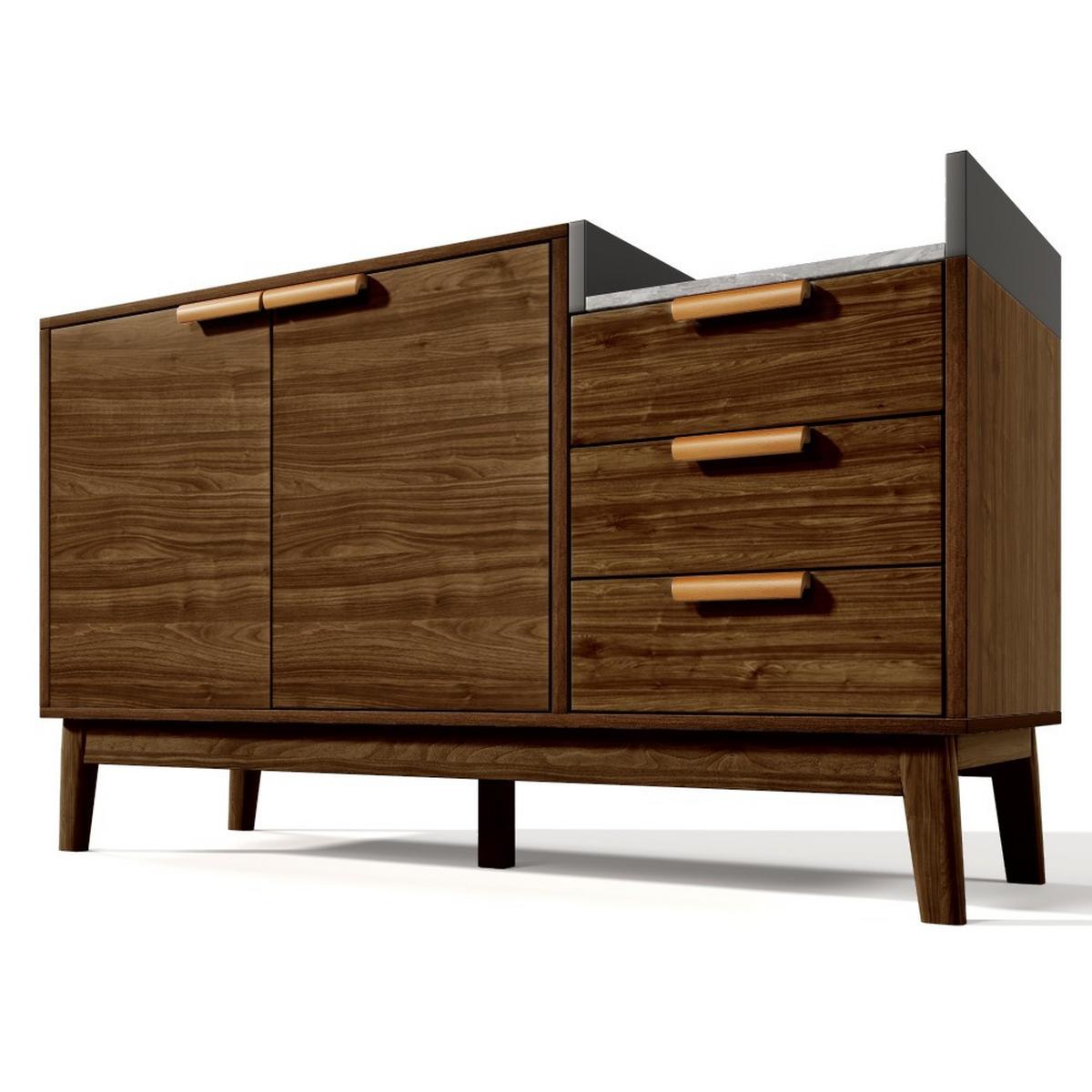 SIDEBOARD in Walnussoptik mit 2 Türen und 3 Schubladen - Braun, Holzwerkstoff (120/77/40cm) - Urban Meuble