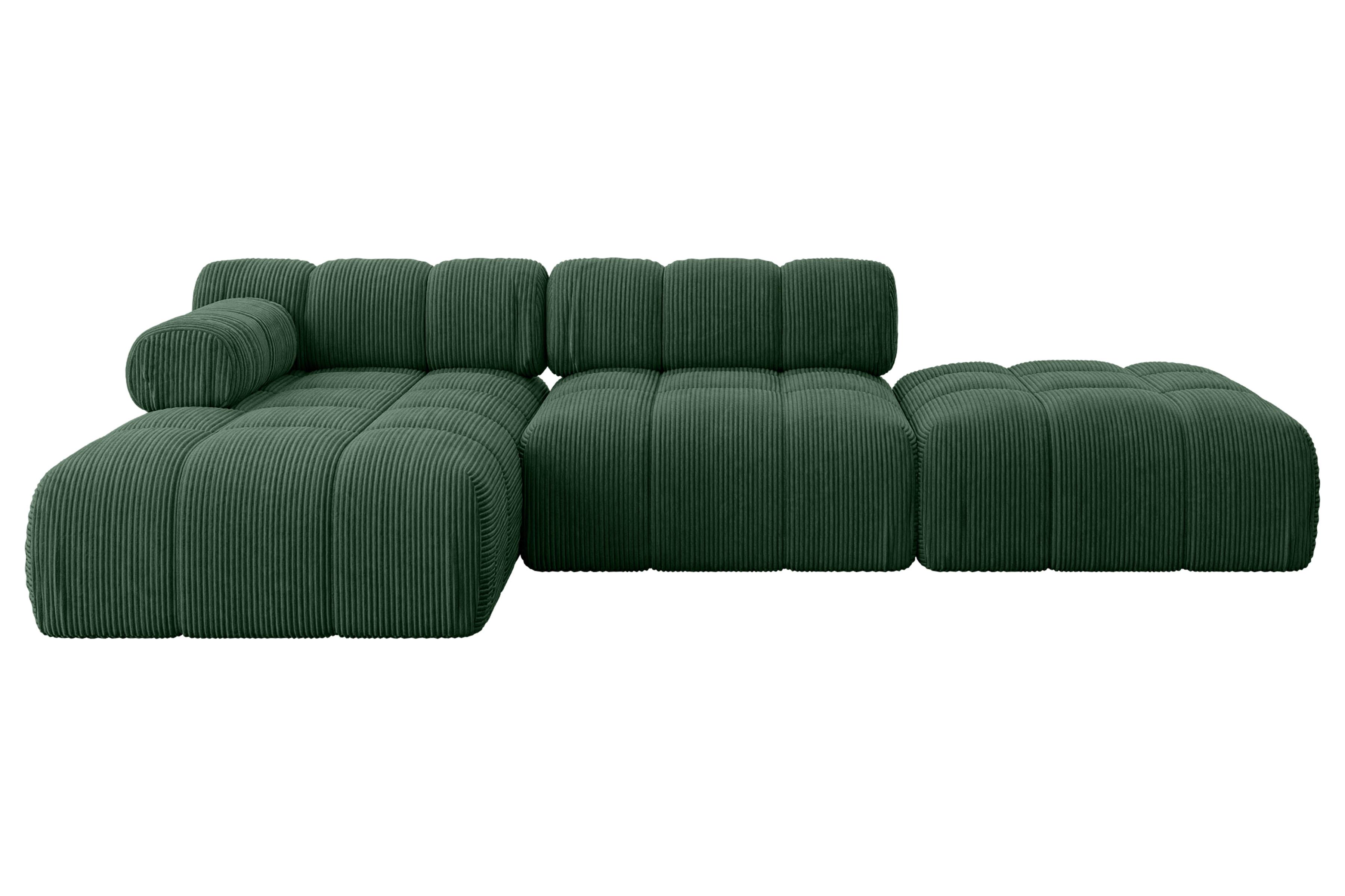 ECKSOFA modulares Sofa Lizur-L1 - 285x160x70 cm Grün Cord - Grün, Holzwerkstoff/Textil (285/160cm) - ALTDECOR