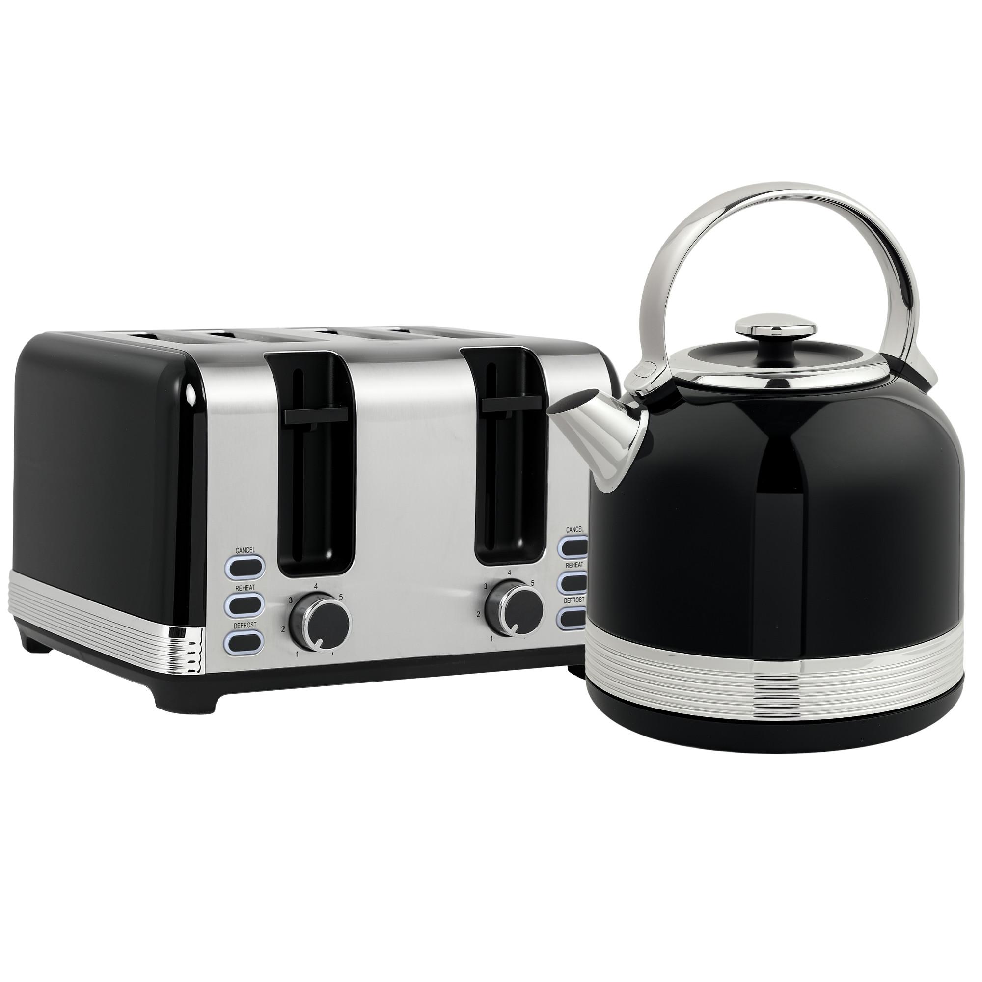 KOCHER-TOASTER-SET 2er Set Edelstahl Kunststoff Schwarz - Schwarz, Metall (19.3/26.8/24.2cm) - HOMCOM