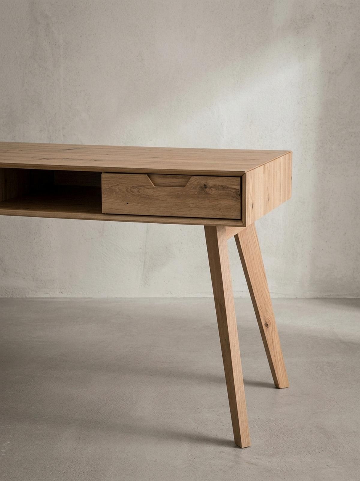SCHREIBTISCH – Eiche-Dekor, 120x55x77 cm, Stauraum, Skandinavischer Stil, Massivholzbeine - Eichefarben/Braun, Holz (120/55/77cm) - KADIMA DESIGN