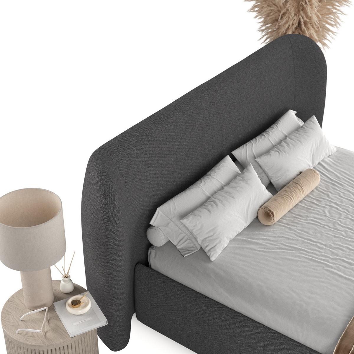 POLSTERBETT Bellano mit Stauraum 140/200 cm Anthrazit im Megan Stoff - Anthrazit/Schwarz, Holz/Holzwerkstoff (140/200cm) - AltaBeds