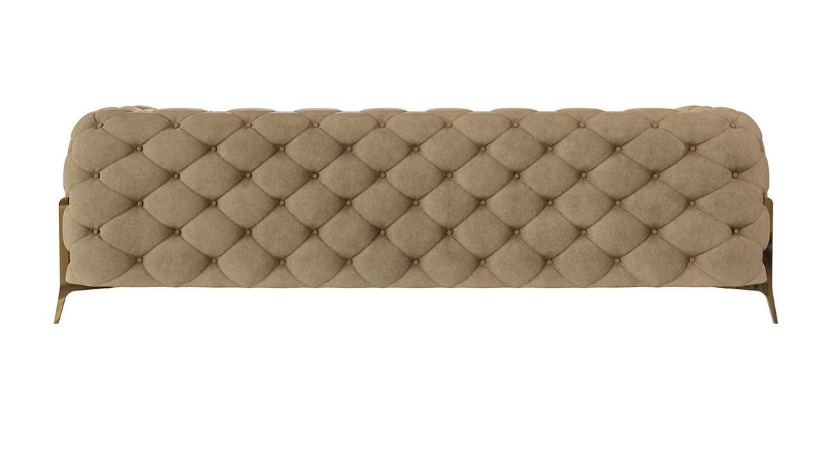 CHESTERFIELD-SOFA 3-Sitzer Lexi Beige Samt - Beige/Goldfarben, Holz/Textil (243/75/100cm) - S-Style Möbel
