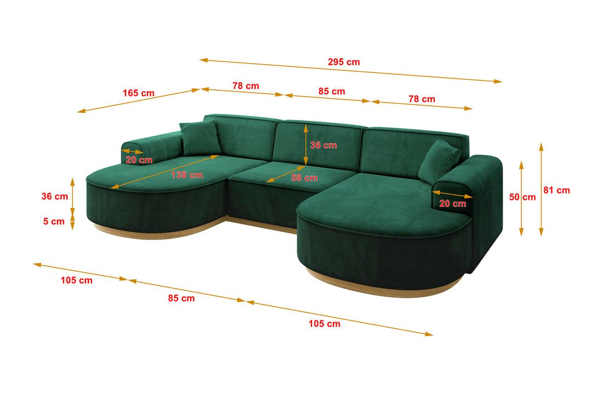 WOHNLANDSCHAFT MARI-U1-v2 - 303x171x83 cm Grün Velours - Grün, Holzwerkstoff/Textil (303/83/171cm) - ALTDECOR
