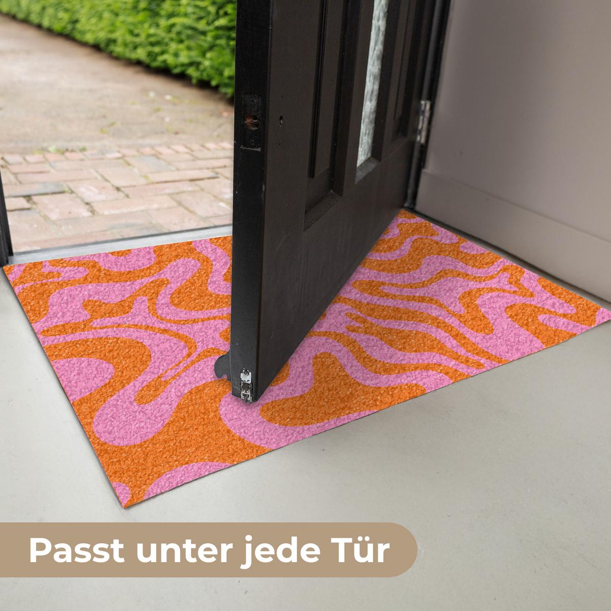 FUSSMATTE Muster - Rosa - Orange - Abstrakt - Modern Türmatte 90x60 cm - Pink, Kunststoff (90/0.4cm) - MuchoWow