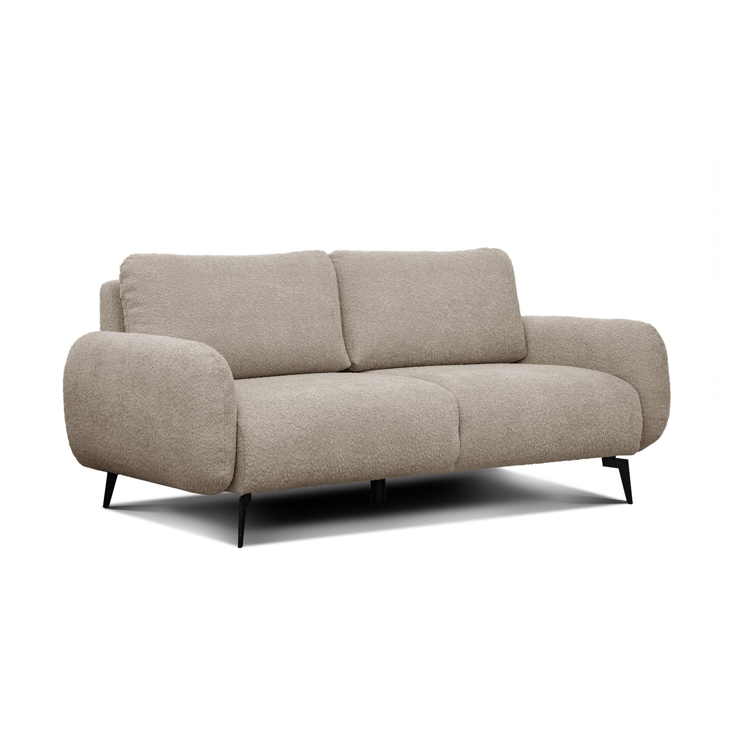 SOFA FEBE 3-Sitzer, ecru - Champagner/Schwarz, Holz/Textil (190/82/96cm) - Wozimo