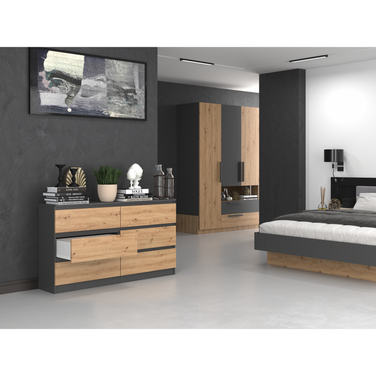 KOMMODE Anthrazit, Artisan 138/75/40 - Anthrazit, Holzwerkstoff (138/75/40cm) - RAUMHIRSCH FURNITURE