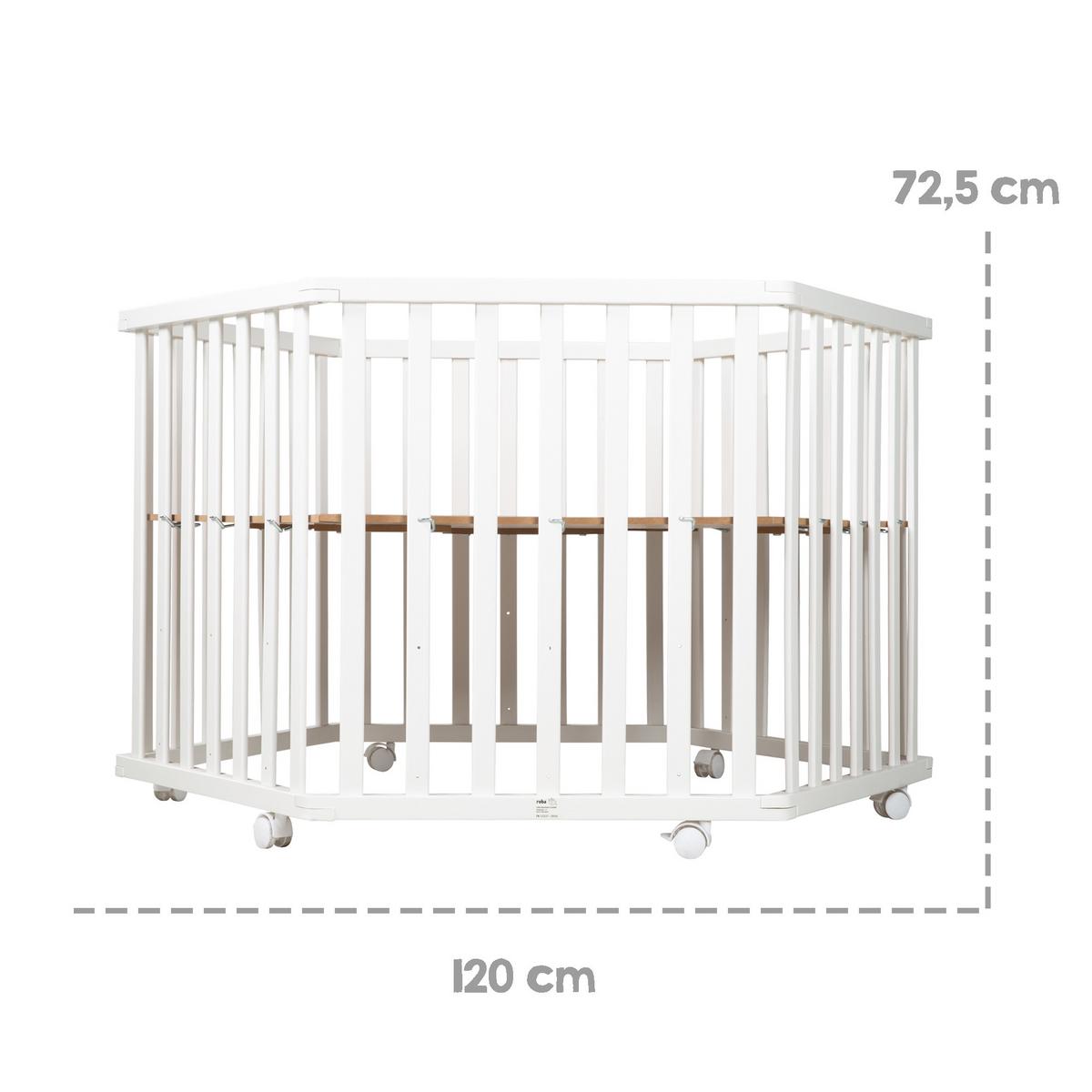 LAUFGITTER 6-eckig Miffy - Weiß, Holzwerkstoff (118.5/72.5/103.5cm) - Roba