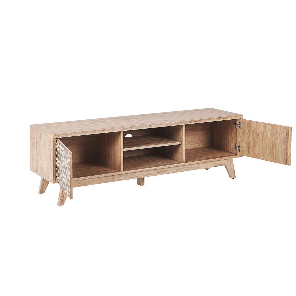 TV-MÖBEL Hellbraun, Schwarz PRESCOT 40/140/45 cm - Hellbraun, Holzwerkstoff (140/45/40cm) - Beliani