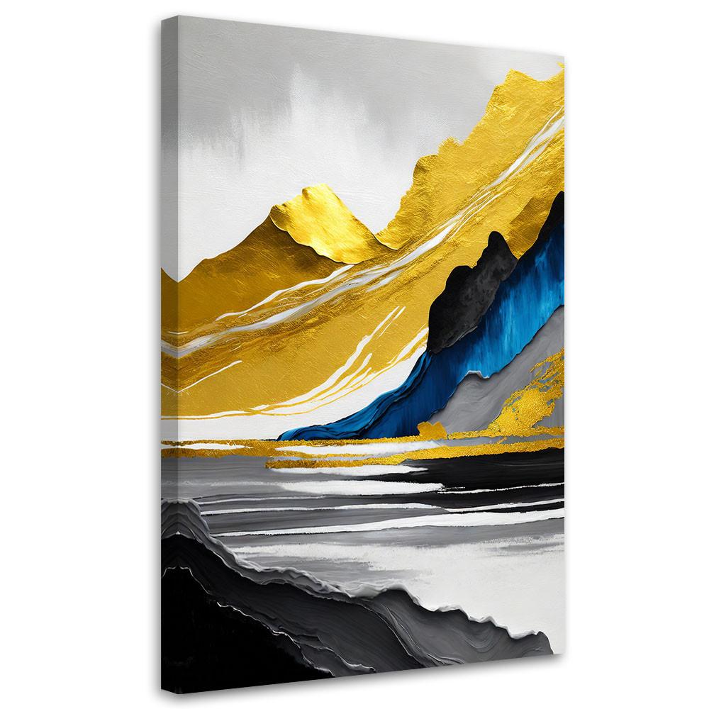 LEINWANDBILD Goldene Berge abstrakt 3d 80x120cm - Gelb, Textil (80/120cm) - Feeby