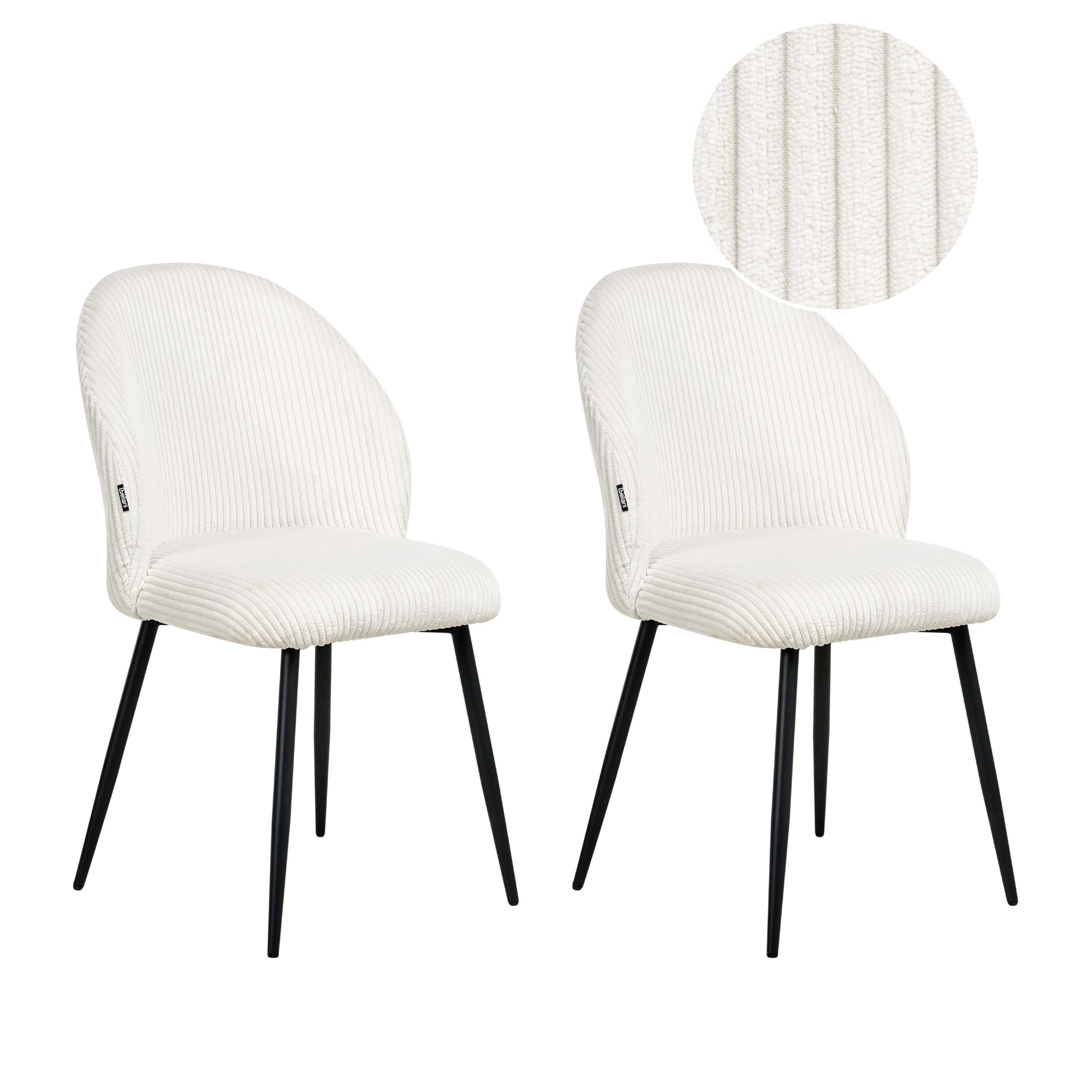 ESSZIMMERSTUHL 2er-Set Cremeweiß Eloy - Schwarz/Weiß, Textil (52/86/43cm) - Beliani