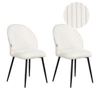 ESSZIMMERSTUHL 2er-Set Cremeweiß Eloy - Schwarz/Weiß, Textil (52/86/43cm) - Beliani