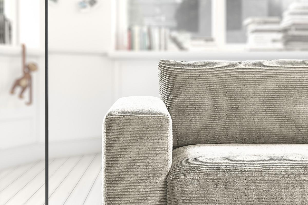 SOFA 2-SITZER MADELINE Grau Cord - Greige/Schwarz, Kunststoff/Textil (230/85/127cm) - KAWOLA