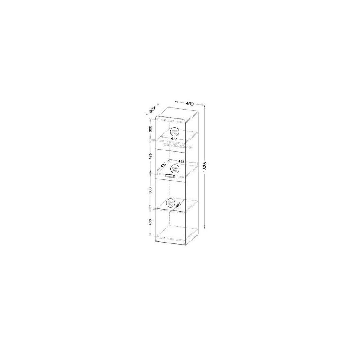 DREHTÜRENSCHRANK MANTI 45/182,6/49,7cm 1-türig Weiß - Eichefarben/Weiß, Holzwerkstoff (45/182.6/49.7cm) - MASSENO