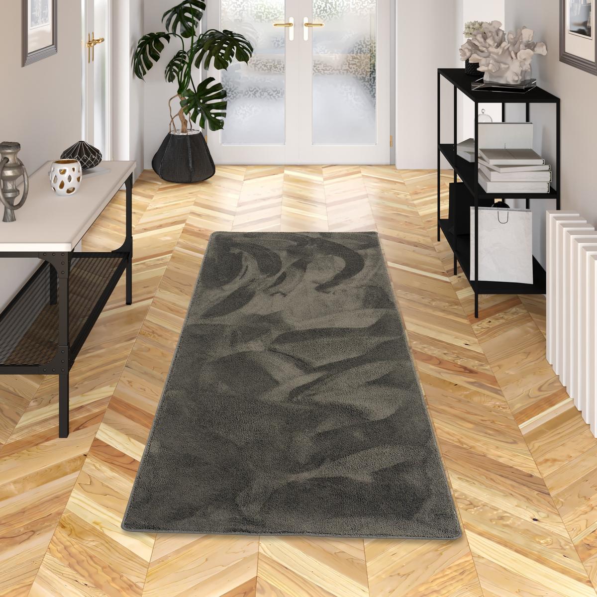 LUXUS SUPER SOFT HOCHFLOR LANGFLOR TEPPICH LÄUFER DELUXE - Anthrazit, Textil (80/240cm) - Snapstyle