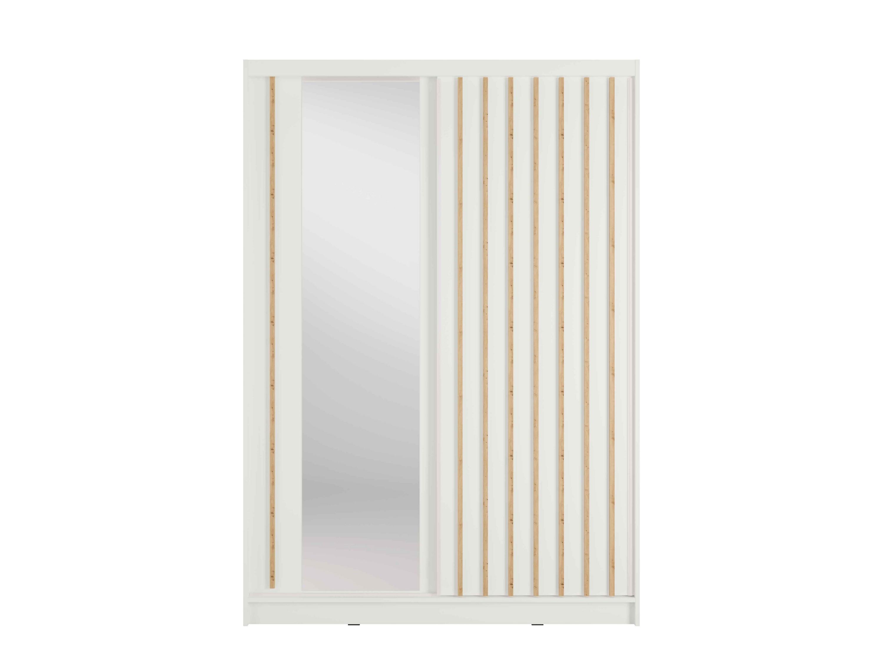 SCHWEBETÜRENSCHRANK VEYDAR 155/215/62cm 2-türig mit Spiegel Weiß - Weiß, Holzwerkstoff (155/215/62cm) - MASSENO
