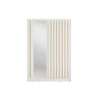 SCHWEBETÜRENSCHRANK VEYDAR 155/215/62cm 2-türig mit Spiegel Weiß - Weiß, Holzwerkstoff (155/215/62cm) - MASSENO